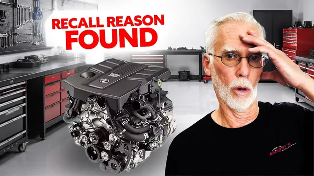Dave Bell with hand on forehead next to a Toyota engine, "Recall reason found"