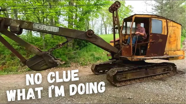 Rusty Lorain cable shovel with Matt in the cab