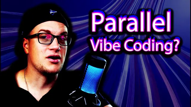 Host in front of blue light rays with the words Parallel Vibe Coding?