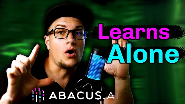 Host pointing at the camera under the words Learns Alone and the Abacus.AI logo