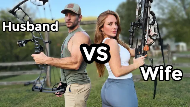 Andy and Heidi with compound bows, husband vs wife
